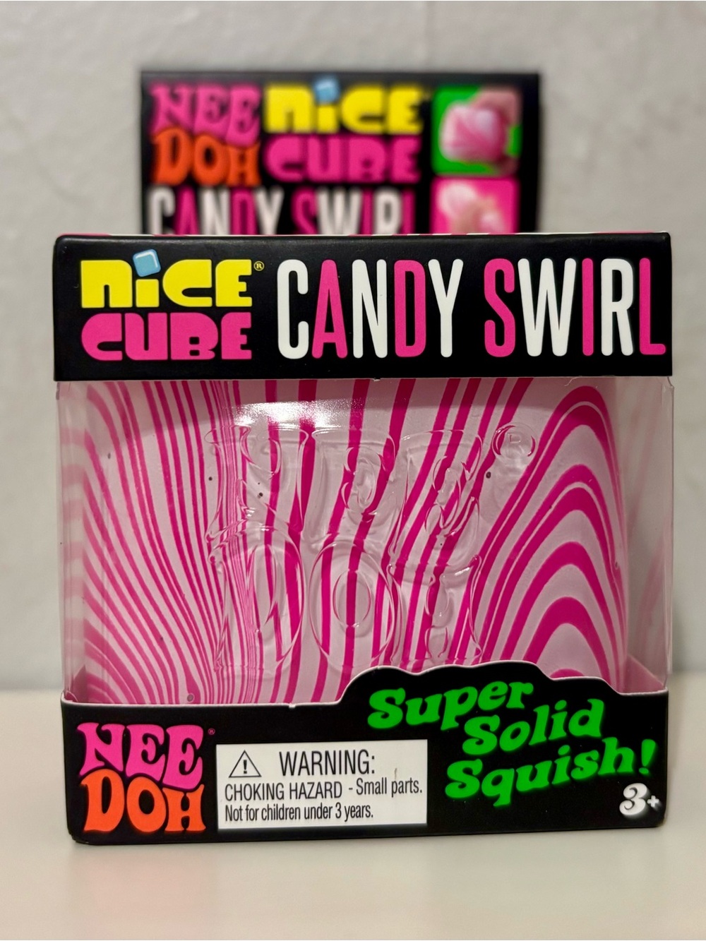 Needoh Nice Cube Candy Swirl Super Solid Squish - Pink